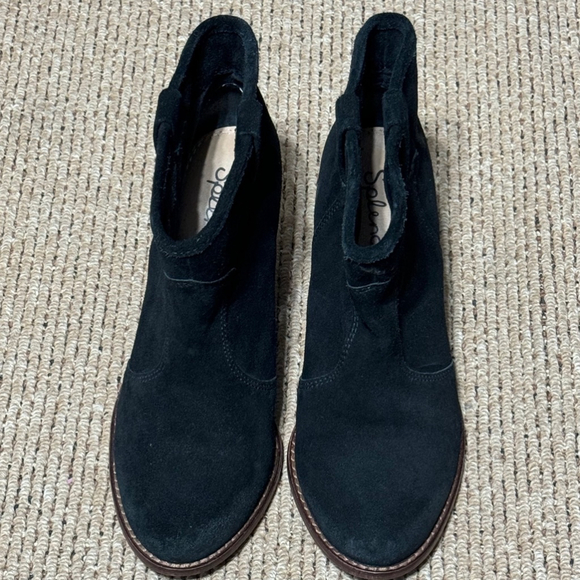 Splendid Lakota Suede Ankle Booties Size 7 Women's Black Leather Distressed - Picture 3 of 10